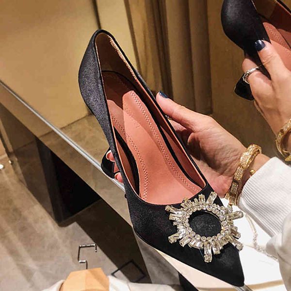 

sandals women's fashion single shoes women's pointed early spring high heels thin shallow mouth four seasons scoop, Black
