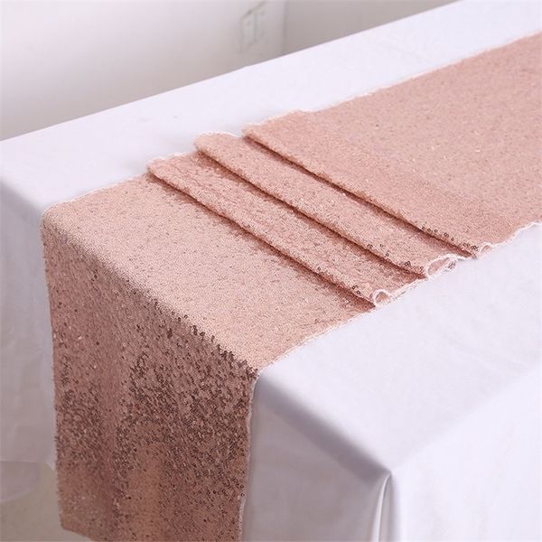 1PCS Sequin Table Runner Rose Gold Silver Pink S Modern For Party Cloth Wedding Decoration 220615