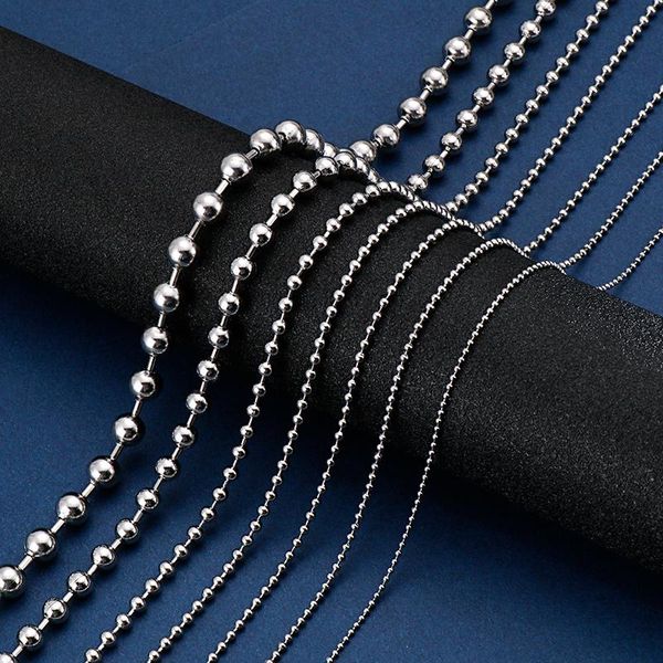 Correntes link simples Cadeia de colares longos de diy para homens cores prateado bolas de aço inoxidável colar garaçadeira hip hop jóias masculinas atacadianas