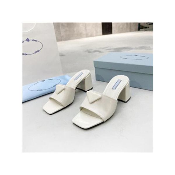 

brushed leather chunky heeled slides woman slipper designers mid heels wedge summer dress mules sandals lady classic wedding footwear casual, Black