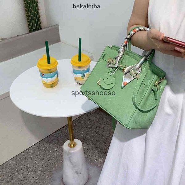 

handbags classic birkins crossbody bags fashion avocado green portable famous-branded first layer cowhide h shoulder leather