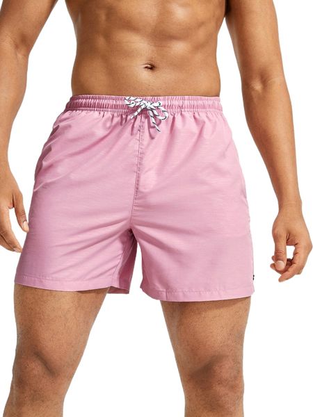 

men drawstring waist slant pocket sports shorts j69o#, White;black