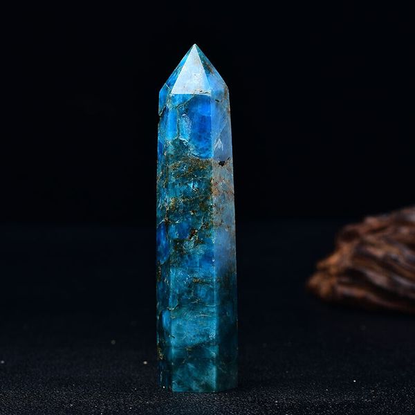 10 mm blauer Apatit-Kristall, Punktkristall, Reiki-Heilung, Meditationsdekoration