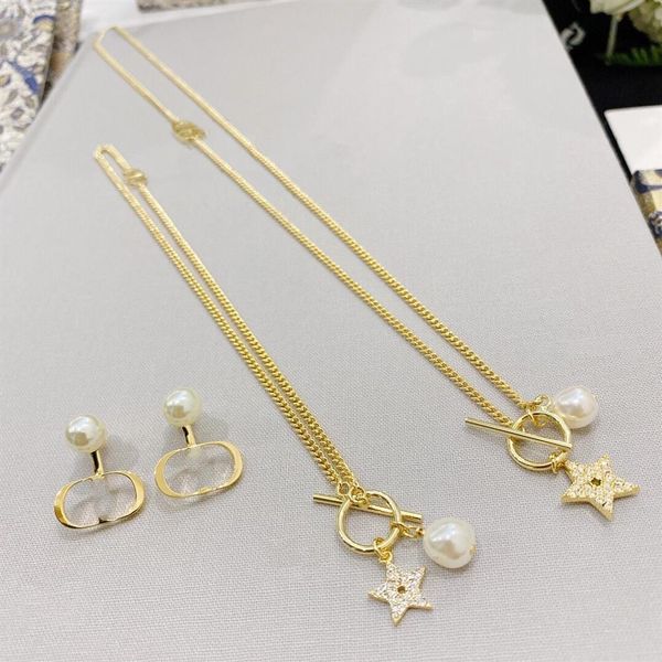 

luxury designer jewelry women necklace gold chains with star diamond pendant necklace earrings and bracelets suit fashion jewelry300t, Silver