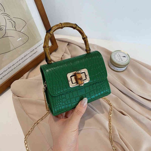 

sal chain small bag women's net red bamboo hand embossed single shoulder diagonal candy color children's designer bags