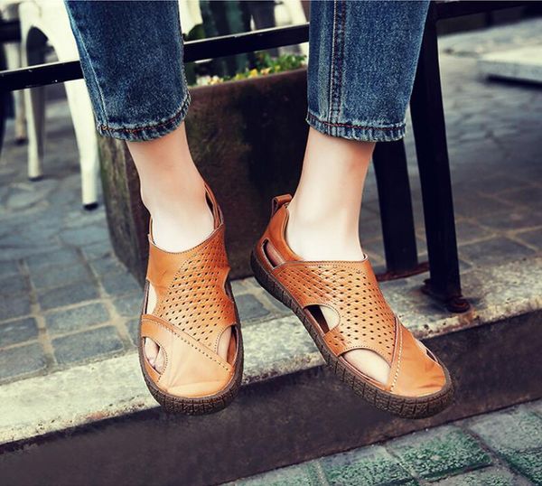 

men's summer sandals pu leather solid color casual ladies non-slip fashion beach sandalias size: eu39-44, Black