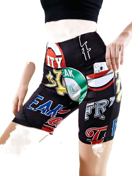 

x freak city wide waistband letter graphic biker shorts i1vl#, White;black