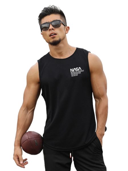 

men slogan graphic sports tank q5i4#, White;black
