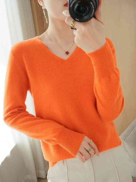 

2021 spring autumn cashmere sweaters women fashion v-neck sweater pullover, White