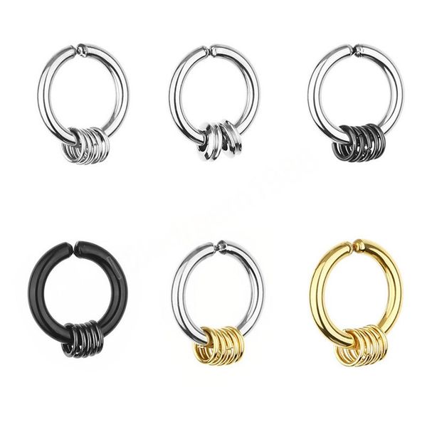

fake piercing clip earrings painless for men women stainless steel hoop ear cuff non piercing punk cool without hole jewelry, Silver