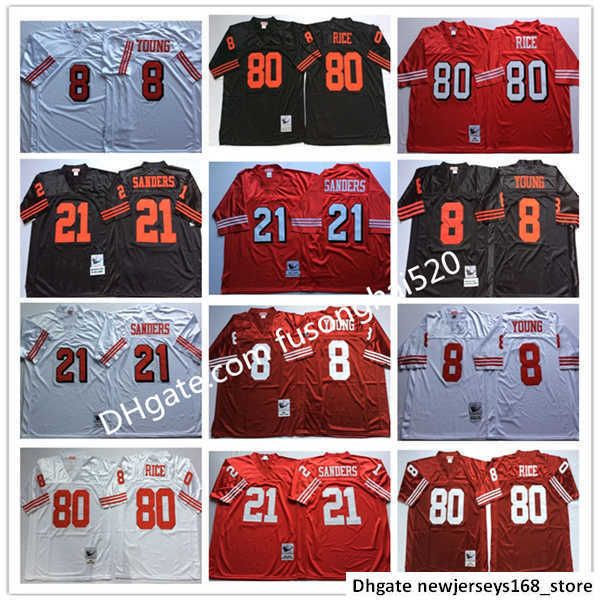 

ncaa vintage retrap 75 anniversary shirt #8 steve young jersey 21 deion sanders 80 jerry rice red white black mens college football jerseys
