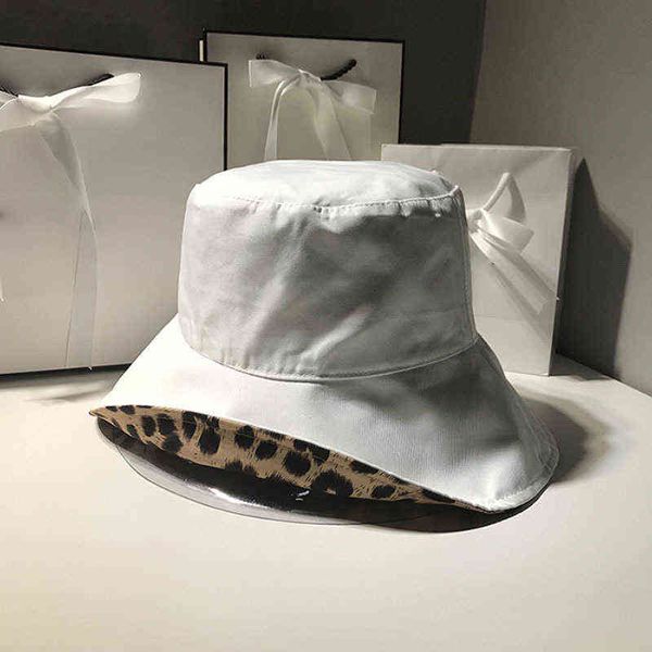 

double-sided leopard print japanese panama fisherman hat summer leisure all-match holiday outing sunscreen bob women basin hat y220702, Blue;gray