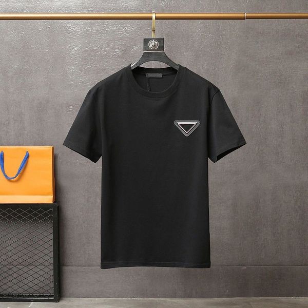 

mens designer summer t shirts with triangle metal pattern tees brand p casual classic fashion t-shirt boys hip hop streetwear tshirts eur s, White;black