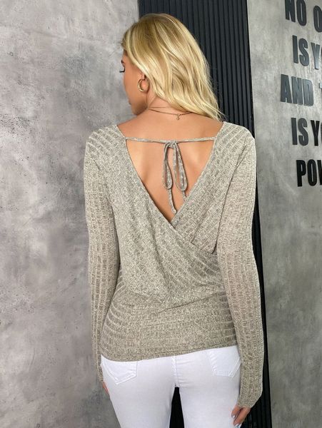 

knot v-back marled tee p1ds#, White