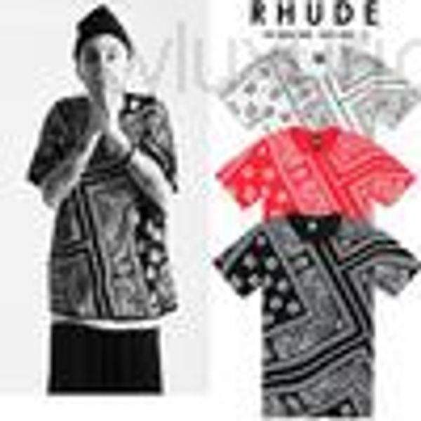 

allover paisley rhude bandana print graphic tee t shirt black white red tyga hip hop, White;black