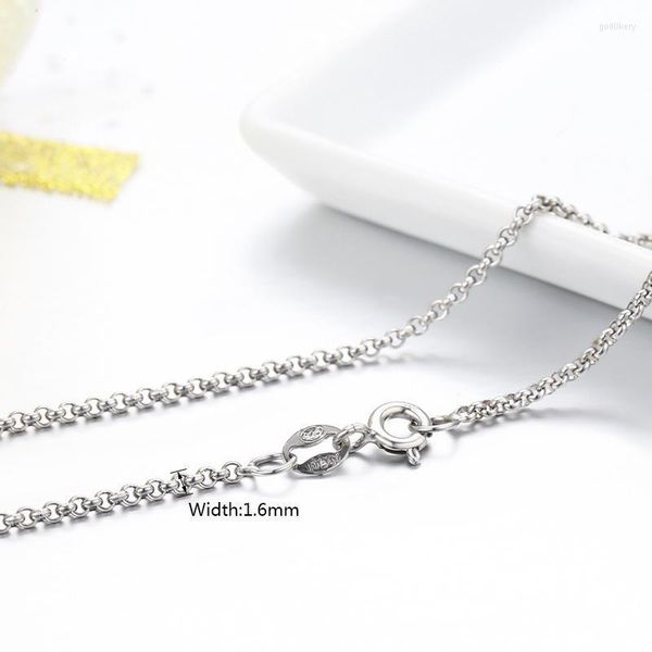 Цепи стерлинговые серебряные круги связывают ожерелья Rolo Chain Women Girls 45 см 18 дюйма италия украшения коли