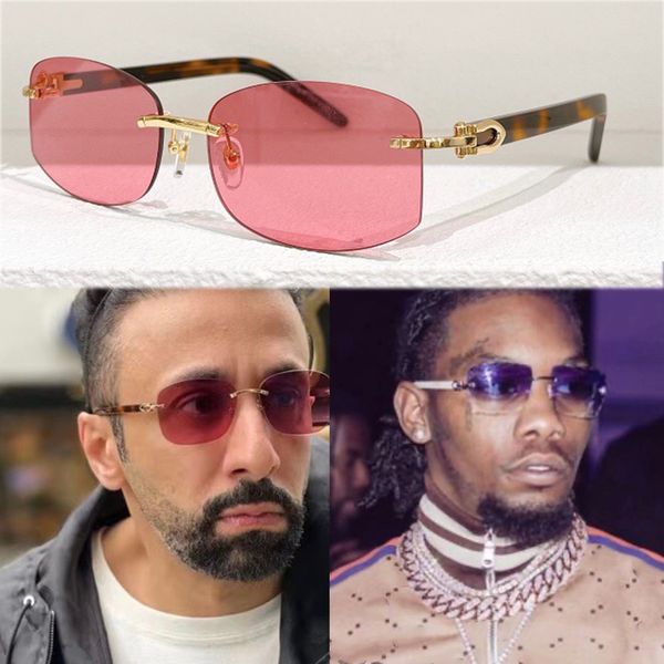 

buffalo horn sunglasses smooth golden finish small crystal frame designer signature glasses, White;black