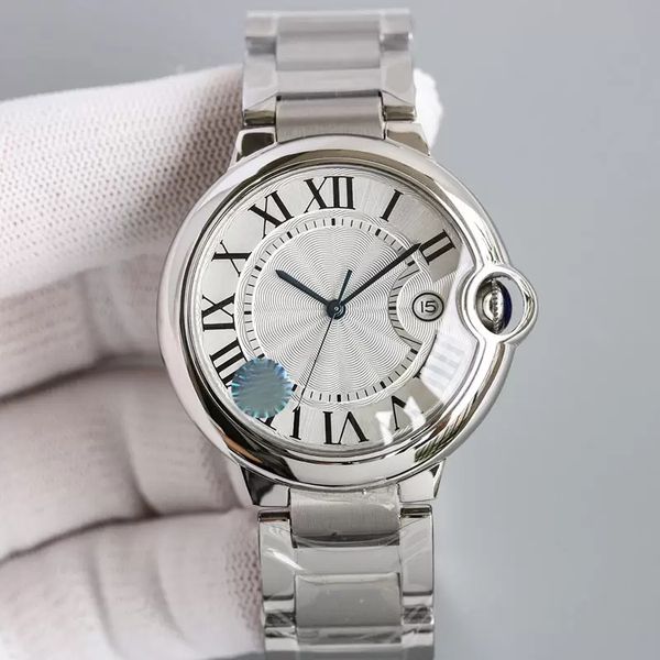 

classic men's watch, 42mm, automatic machinery, fashion watch, silver strap, stainless steel, perfect quality gift, Slivery;brown