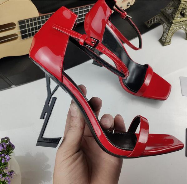 

classics women shoes heels sandals fashion beach thick bottom dress shoe alphabet pumps lady sandal leather wedding high heel with box, Black
