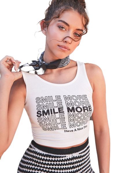 

x ashley kear letter graphic crop tank 886i#, White