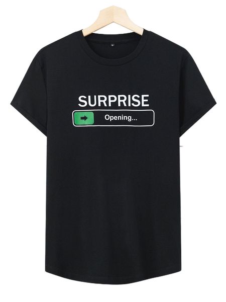 

men letter graphic round neck tee i83j#, White;black