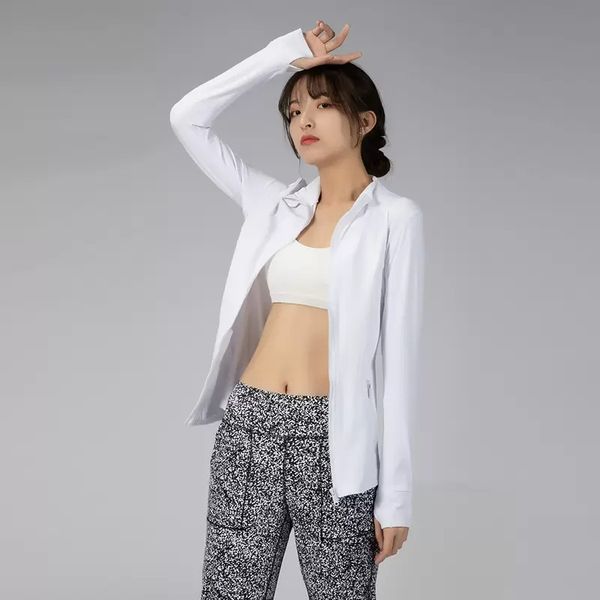 

women athletic sport shirts fit long sleeved fitness coat yoga outfits with thumb holes gym jacket workout sweatshirts, White;red