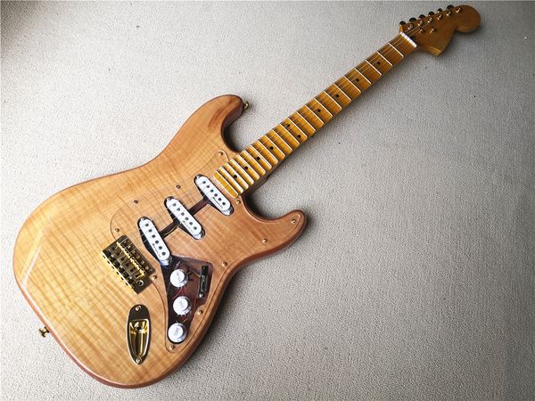 

stra electric guitar mahogany body acacia maple scalloped groove fretboard gold fixed bridge acrylic pickguard