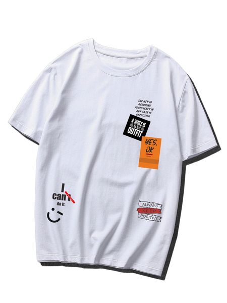 

men cartoon & slogan graphic tee x4j0#, White;black
