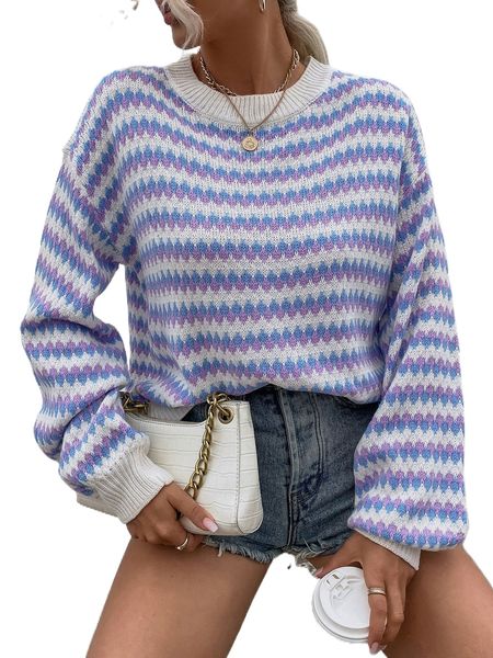 

colorblock drop shoulder sweater o6k7#, White;black
