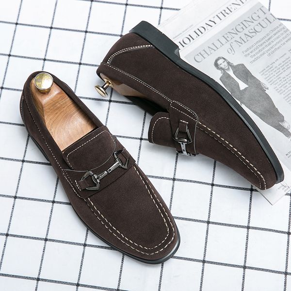 

suede leather men shoes casual slip on loafers moccasins soft breathable driving shoes big size 37-48 comfy leisure walk retro, Black