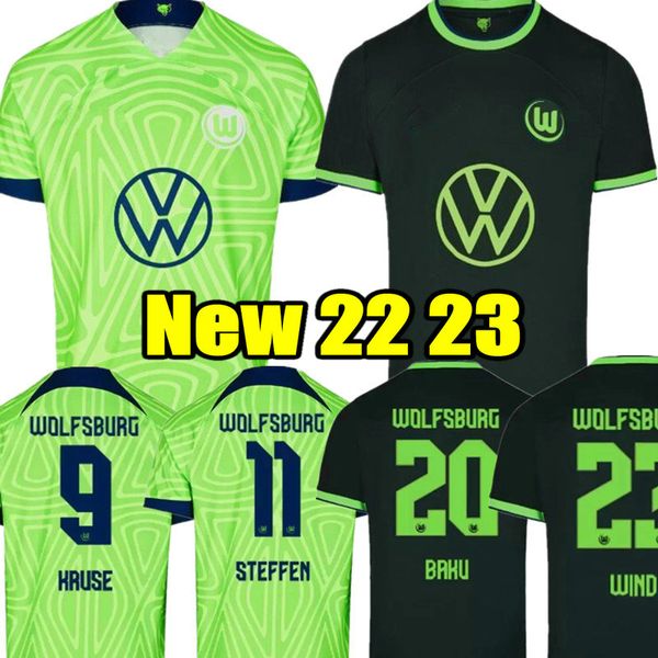

weghorst 22 23 wolfsburg soccer jerseys home away 2022 2023 baku steffen brekalo mehmedi philipp bialek guilavogui arnold xaver ginczek foot, Black;yellow