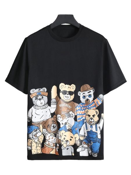 

men cartoon bear print tee q0so#, White;black
