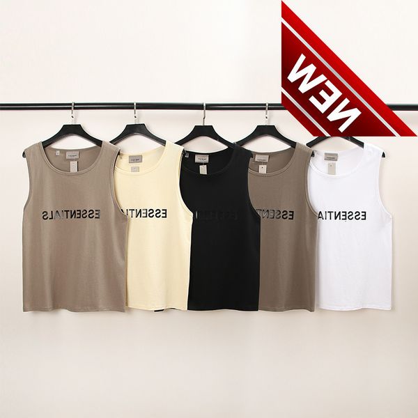 

2022 summer fog double thread essentials new fashion brand vest high street letter t-shirt bottom shirt men, White;black