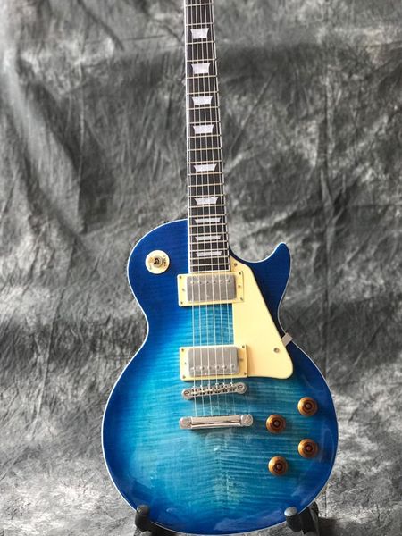 

r9 tiger flame standard electric guitar blue color gitaar,cream pickguard