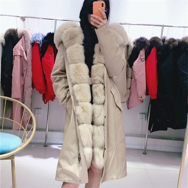 

park with natural fur parka women real fur xlong female real fur hood parka female winter jacket female 2020 new t200908, Black