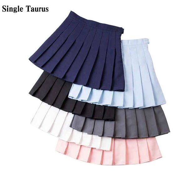 

preppy pleated skirt girls streetwear a line tennis high waist korean red pink blue mini jupe femme navy women s 220324, Black