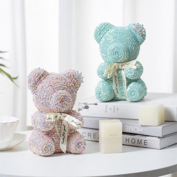 Flores decorativas grinaldas Drop Brill Pipe Rose Teddy Bear Artificial for Women Valentines Presente Casamento de Natal Decoração da casa