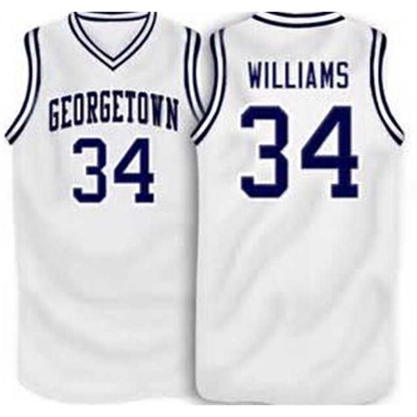 Sjzl98 Georgetown Hoyas College #34 Reggie Williams Retro Throwback-Basketball-Trikots, Stickerei genäht, beliebiger Name und Nummer