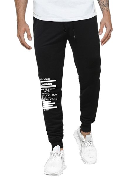 

men letter graphic drawstring waist sweatpants r4fz#, Black