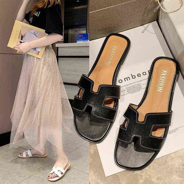 

women's slippers can be worn out with flat bottom in summer, Black