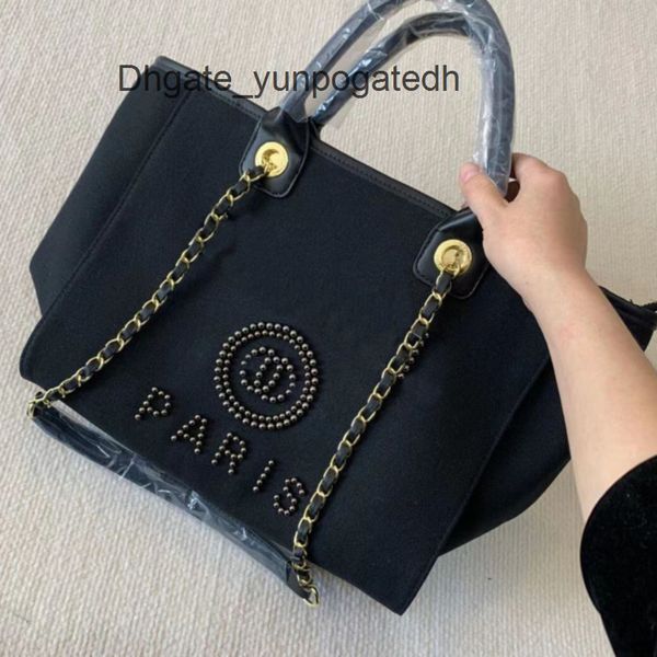 

canvas fashion luxury evening bags brand ch handbags pearl beach bag designers female portable high-capacity classic trend women big handbag, Black;red