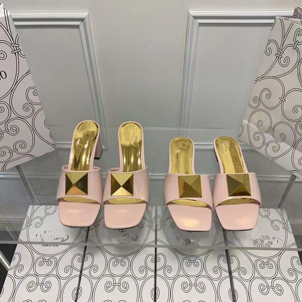 

2022 designer new ladies sandals simple fashion comfortable high heel sandals square toe classic outer women's shoes, Black