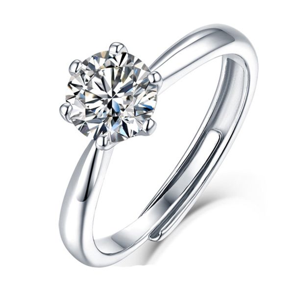 

100% real moissanite engagement rings platinum plating sterling silver 1ct 2ct 3ct 5ct diamond wedding rings classic 6 prong ring, Slivery;golden