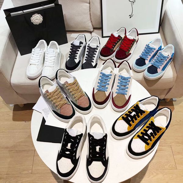 

mixed color velet stitching casual shoes stylish lace-up flat soled low-skateboard shoe men women leisure sports shoes designer luxury sneak