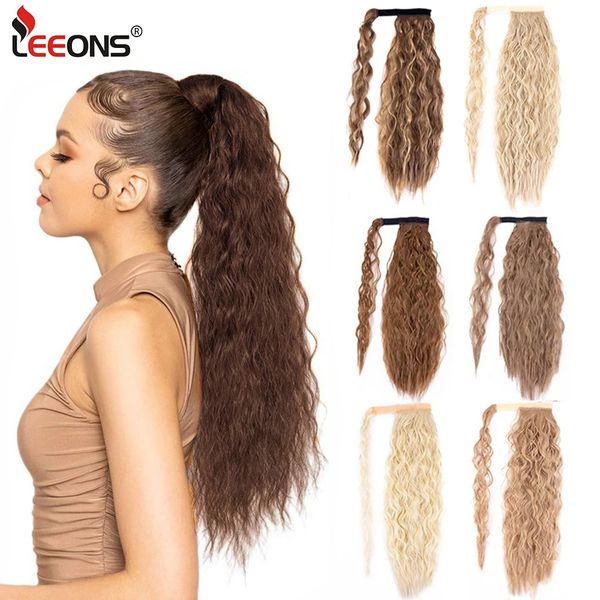 

accessories 22inch long corn wave ponytail extension synthetic wrap around ponytail hairpiece for women ombre brown black pony tail costume, Silver