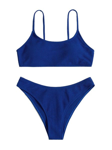 

plain textured bikini swimsuit n7up#, White;black
