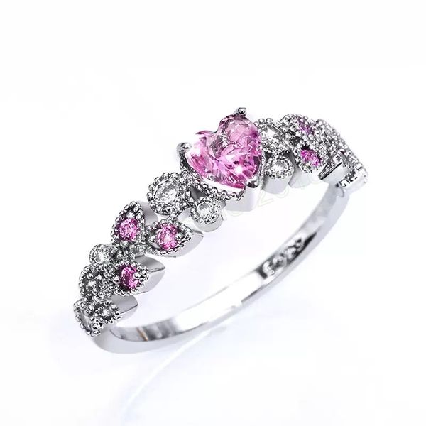 

fashion heart love cz women finger ring valentine's day gift stylish versatile female accessories trendy jewelry, Silver