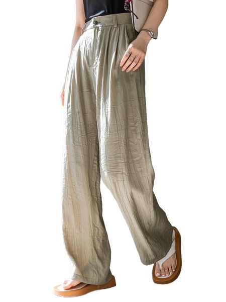 

dazy-less high waist fold pleated pants 45vo#, Black;white