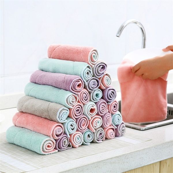 10шт/лото волокно клетчатки для посуды Dishrag Duster Wash Clatee Tratel Clate Clate Bamboo для мытья полотенца магия уборки