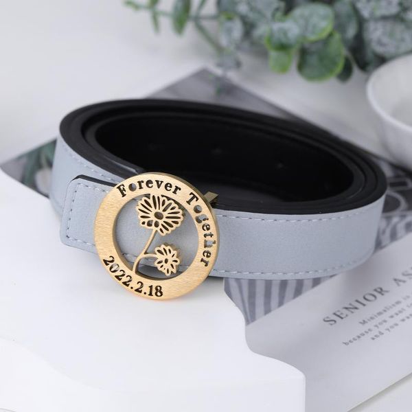 Cinture Personalizzate Nascita Fiore Fibbia per cintura Minimalista Dainty Personalizzato Acciaio inossidabile di alta qualità Regalo d'amore di lussoCinture